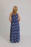 Dress Navy Blue with Pink Roses