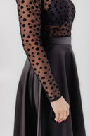 Black Tulle Top Black Dots