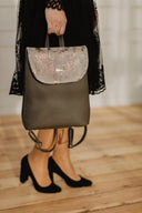 Backpack Grey Suede, grey-silver 