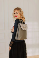 Backpack Grey Suede, grey-silver 