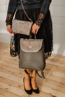 Backpack Grey Suede, grey-silver 