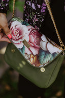 Rokas soma - Baguette tipa Khaki Flowers