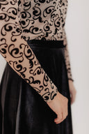 Beige Tulle Top Black Ornaments