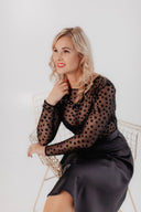 Black Tulle Top Black Dots
