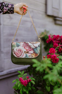 Rokas soma - Baguette tipa Khaki Flowers