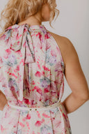 Dress Beige with pink Feathers