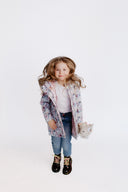 Girls' Softshell Coat White Roses