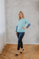 Top Mint with Grey Blue Lace