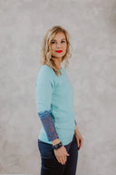 Top Mint with Grey Blue Lace