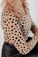 Beige Tulle Top Black Dots