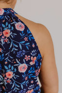 Dress Navy Blue with Pink Roses