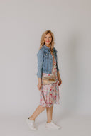 Dress Beige with pink Feathers