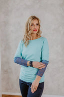 Tops Mint with Grey Blue Lace