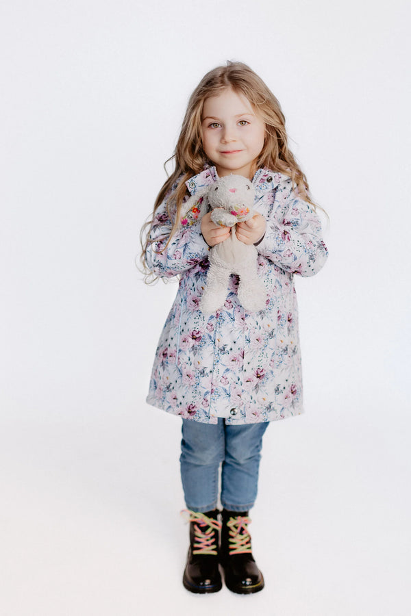 Girls' Softshell Coat White Roses
