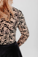 Beige Tulle Top Black Ornaments