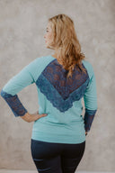 Tops Mint with Grey Blue Lace