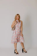 Dress Beige with pink Feathers