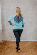 Top Mint with Grey Blue Lace