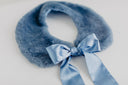 Natural fur collar, light blue
