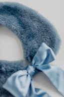 Natural fur collar, light blue