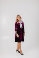 Natural fur collar, light purple