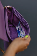Purple Pansy Baguette Handbag