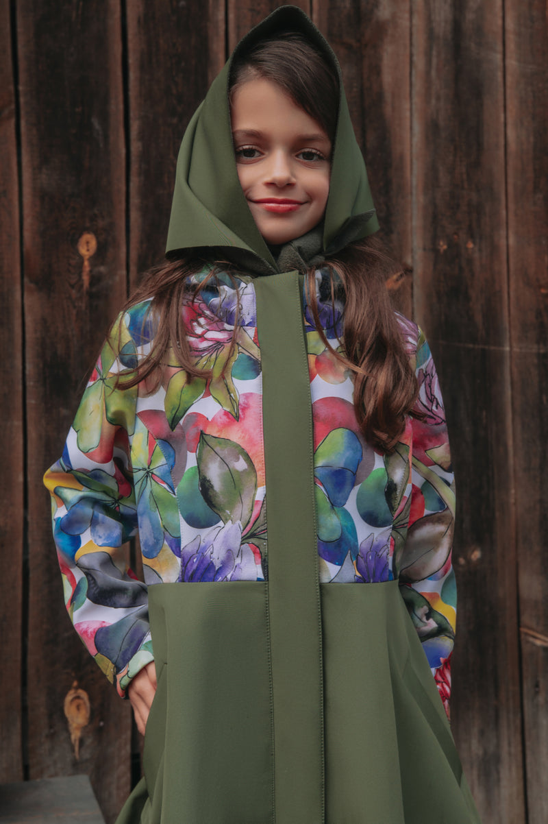 Meiteņu Softshell mētelis Watercolor Olive Grace