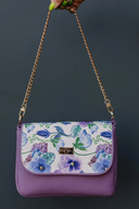 Purple Pansy Baguette Handbag