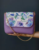 Purple Pansy Baguette Handbag