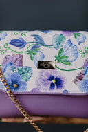 Purple Pansy Baguette Handbag