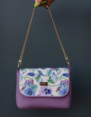 Purple Pansy Baguette Handbag