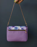 Purple Pansy Baguette Handbag