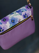 Purple Pansy Baguette Handbag