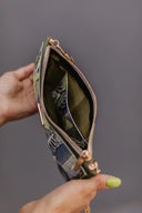 Clutch bag Khaki Leaves