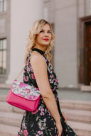 Handbag baguette type Fuschia Peonies