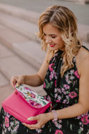 Handbag baguette type Fuschia Peonies