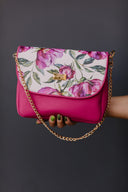 Handbag baguette type Fuschia Peonies